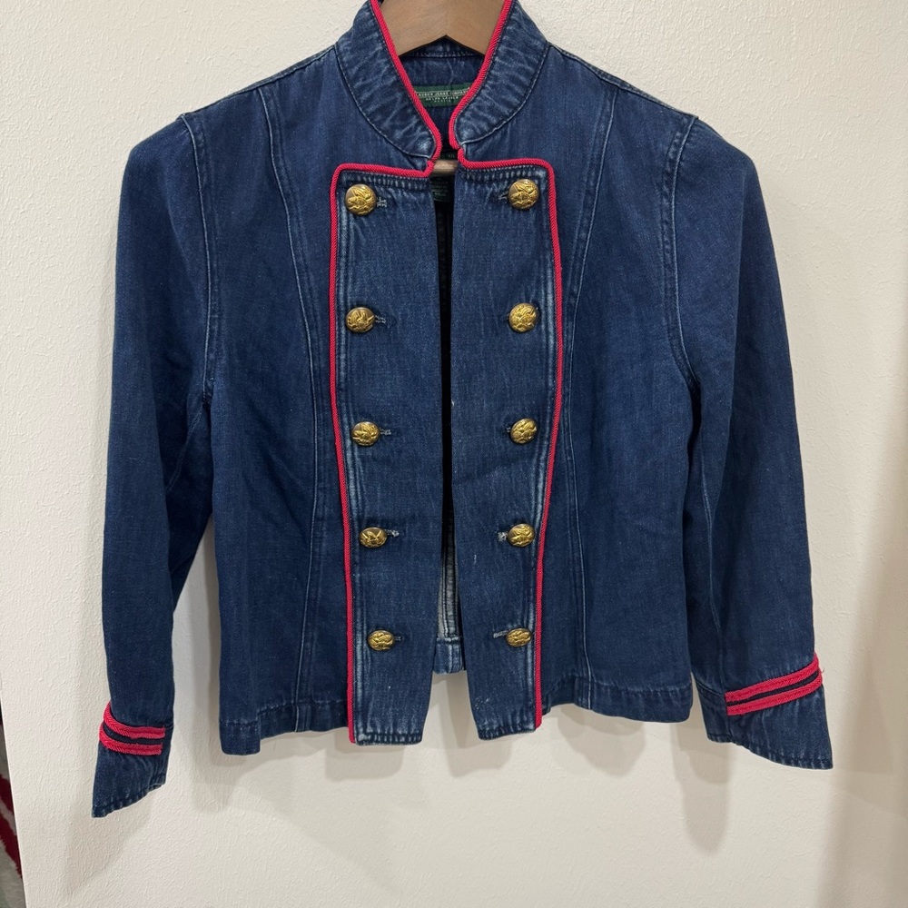 Vintage Ralph Lauren Equestrian Jacket Gold Crest Buttons P/L - Picture 2 of 8